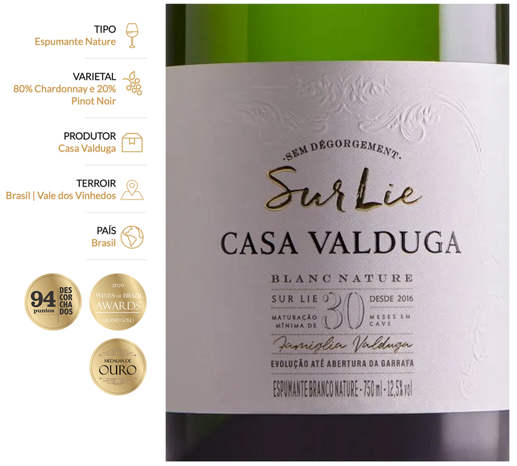 Casa Valduga Sur Lie Sparkling Wine 750ml 11.5% vol.