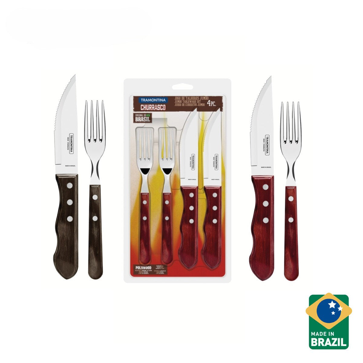 Tramontina Stainless Steel Barbecue Set 4pcs (Polywood)