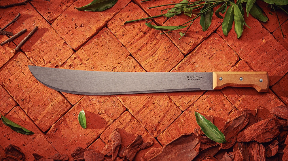 Tramontina 22" Carbon Steel Blade Forest Machete With Wooden Handle (Parang Hutan)