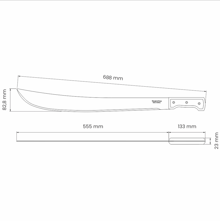 Tramontina 22" Carbon Steel Blade Forest Machete With Wooden Handle (Parang Hutan)