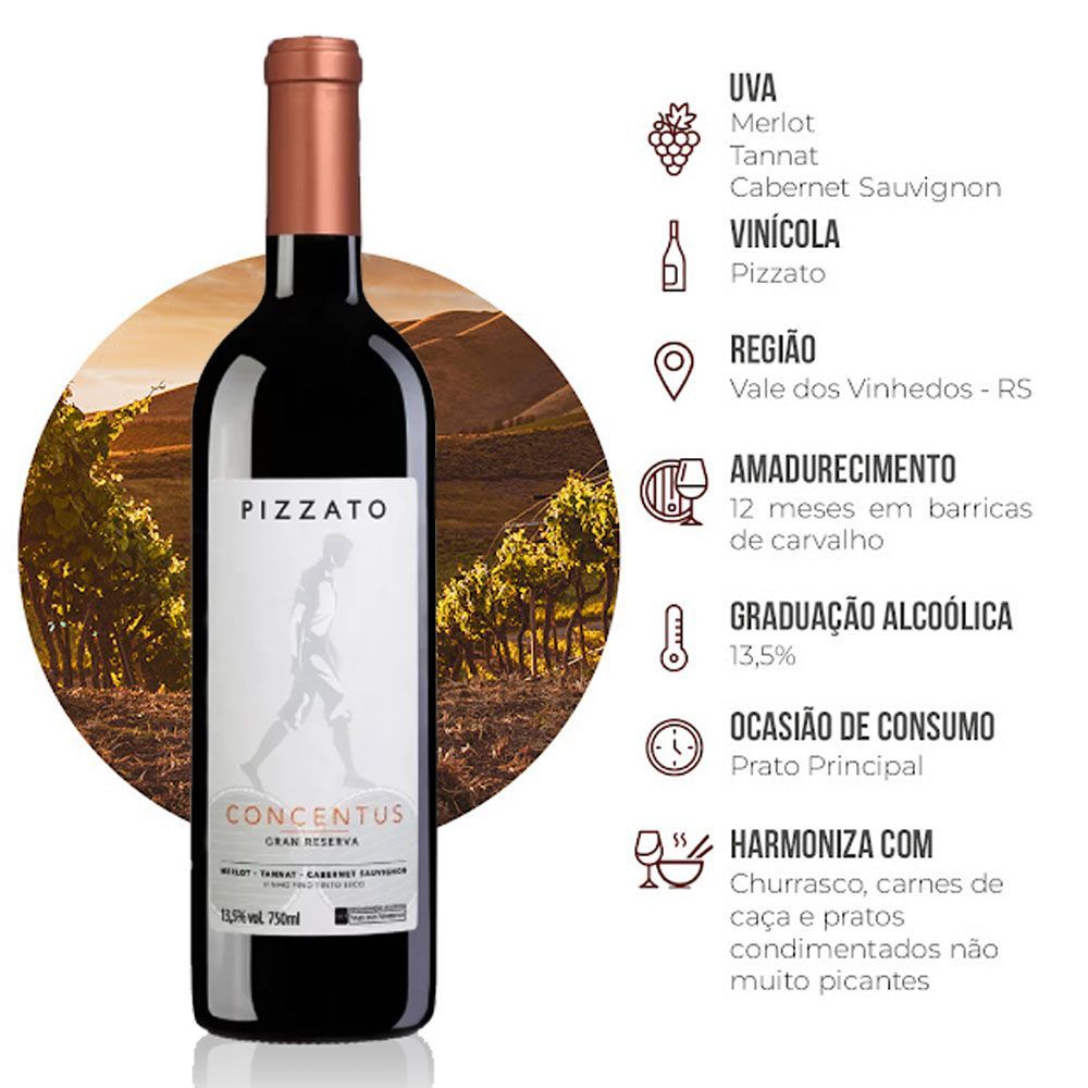 Pizzato Gran Reserva Concentus Vinho Tinto 14,2% 750ml