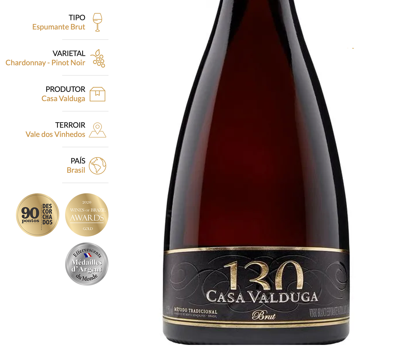 Casa Valduga 130 Brut Sparkling Wine 750ml 12.5% vol.