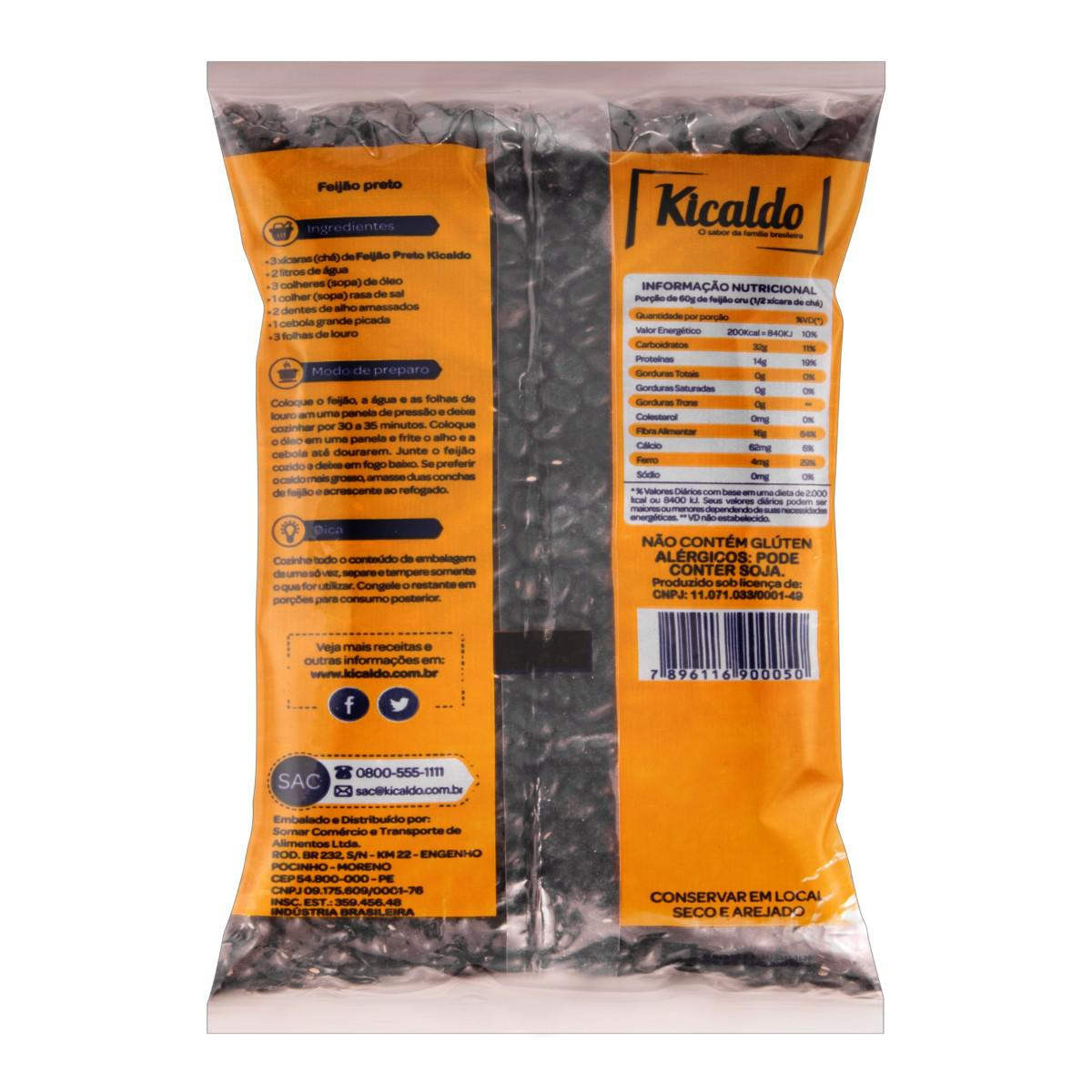 Kicaldo Dried Black Beans "Feijão Preto" 1kg